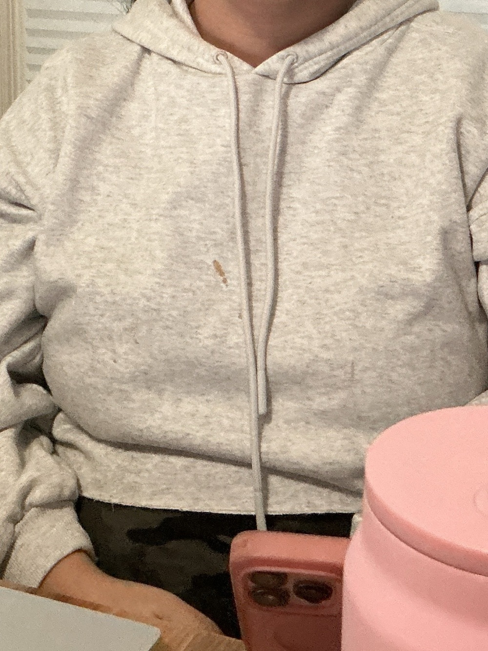 NOBULL Heather Light Gray Cropped Hoodie with Drawstrings